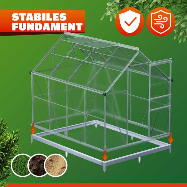 Stålfundament til drivhus 250x190x12cm galvaniseret