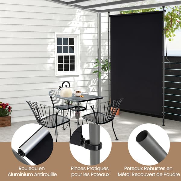 Infällbar rullgardin för utomhusbruk, vev, 150 cm, 220-310 cm