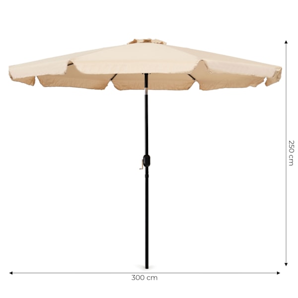 Haveparaply stor 3m diagonal knækket med en krumtap beige