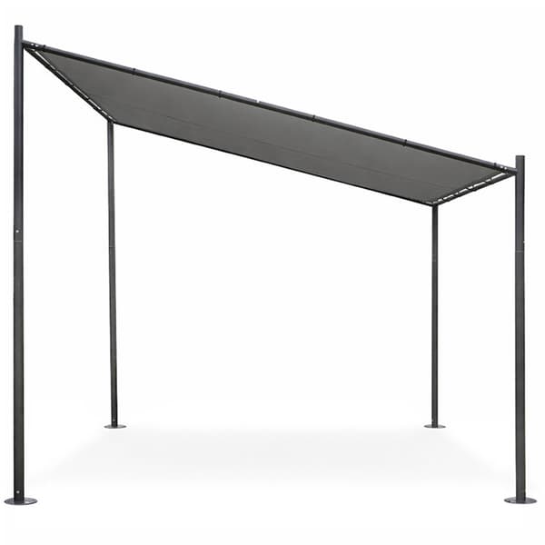 Trädgårdspergola 3x3m, stålram, grått tak