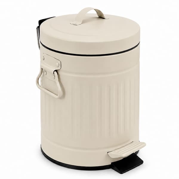 Beige retro pedalhink för badrum, 3 liters kapacitet