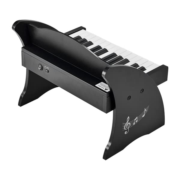 Børneklaverkeyboard, 25-tangenters træ, USB-C dobbelt strømforsyning, sort