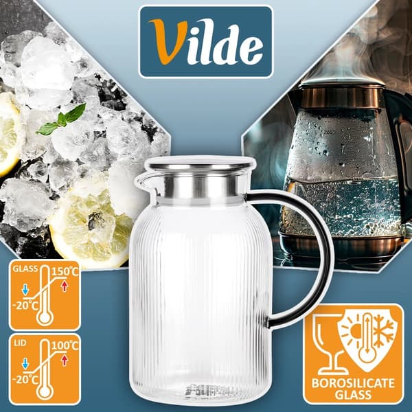 Glaskande med låg, 1,5 l borosilikat, si