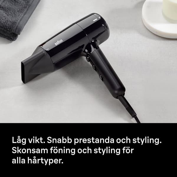 Hårtørrer 2000W, 3 varmetrin, 2 hastigheder, køleluft, 2 tilbehør