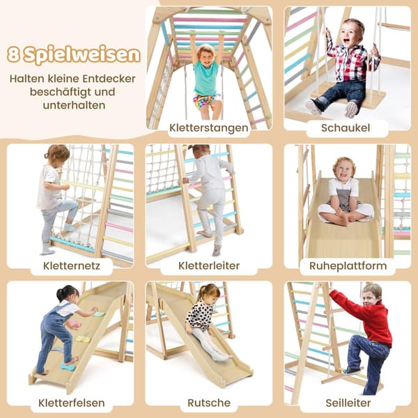 8-in-1 puinen Montessori-kiipeilysetti lapsille