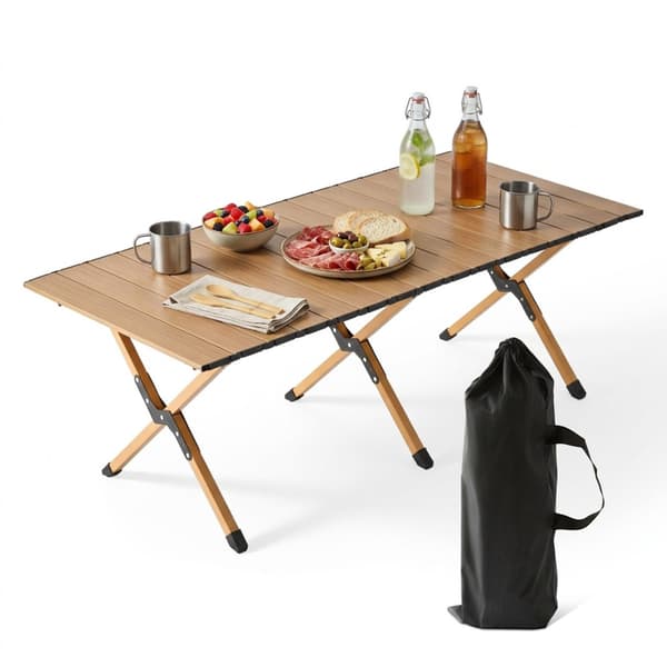 Höjdjusterbart hopfällbart campingbord, stål, väderbeständigt