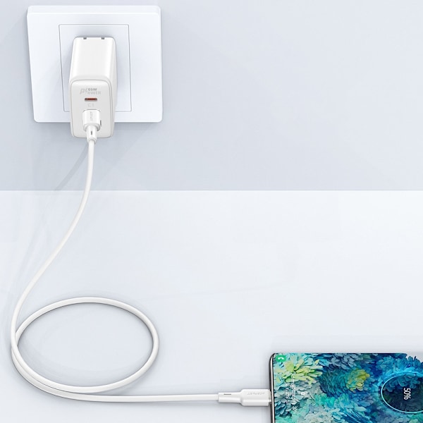 USB-C kabel 60W 20V 3A 1,2m hvid