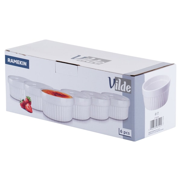 Keramiske bageskåle hvide 260 ml 6 stk.