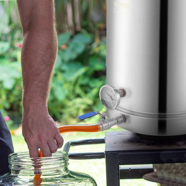 Bryggkittel i rostfritt stål, 16 gallon – ventil, termometer
