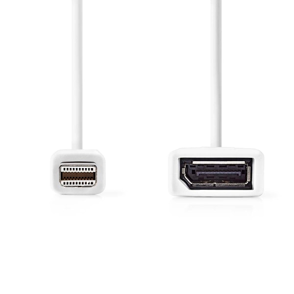 Mini DisplayPort kaapeli | DisplayPort 1.2 | Mini DisplayPort Uros | DisplayPort Naaras | 21.6 Gbps | Niklattu | 0.20 m | Pyöreä | PVC | Valkoinen | L