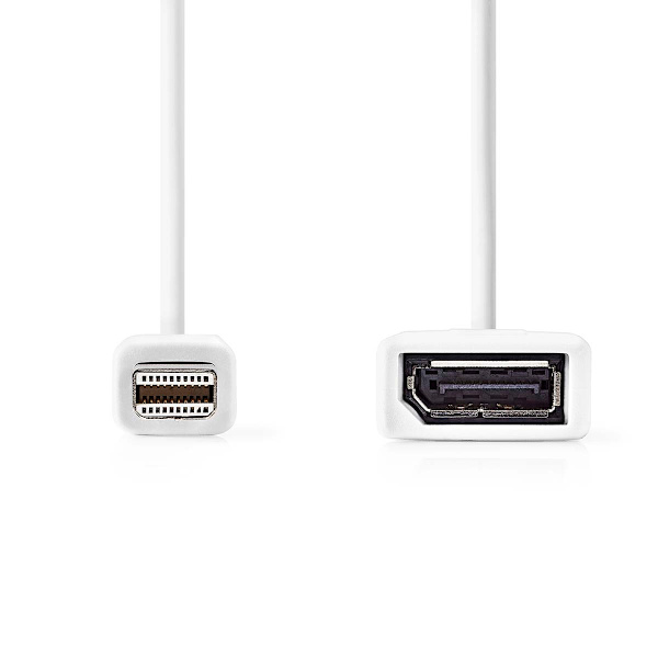 Mini DisplayPort kabel | DisplayPort 1.2 | Mini DisplayPort han | DisplayPort Hun | 21.6 Gbps | Nikkelplateret | 0.20 m | Runde | PVC | Hvid | Box
