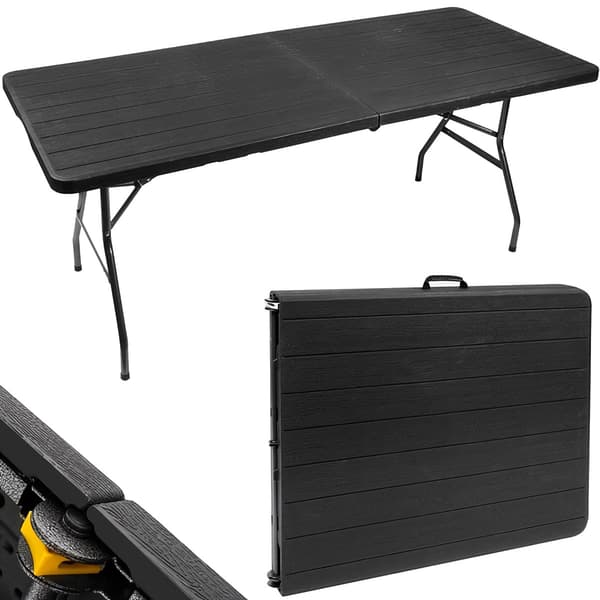 Fällbart trädgårdsbord svart 180cm