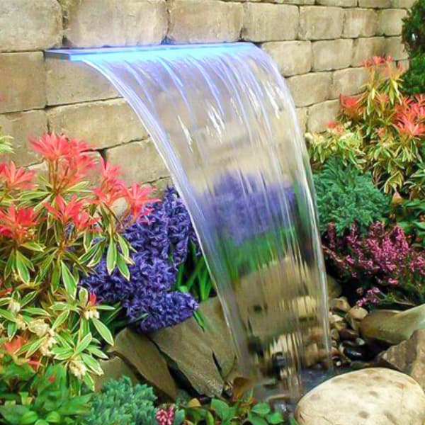 Poolvattenfallsbrunn, 91 cm akryl, 17-färgs LED
