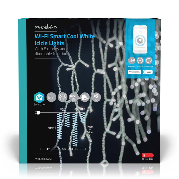 SmartLife Julbelysning | Istapp | Wi-Fi | Kall Vit | 240 LED's | 5.00 m | Android™ / IOS