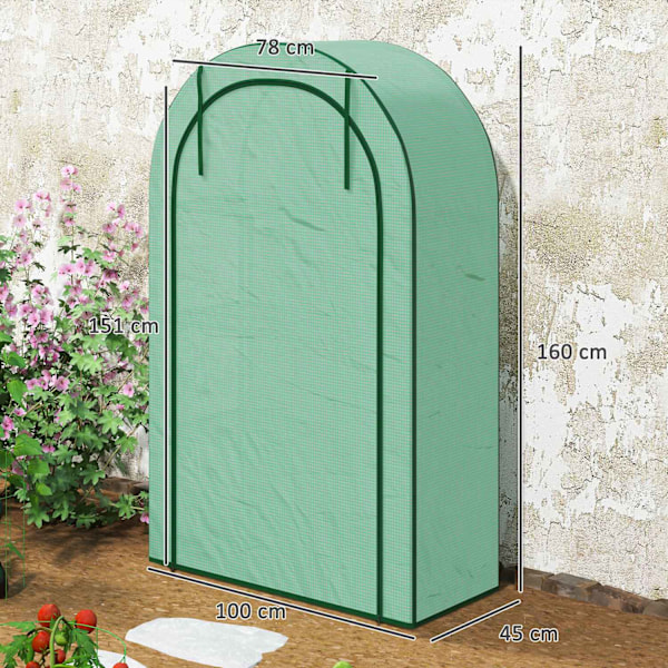 Kasvihuone pyöreällä kattoluukulla, hyllyt, teräksinen talvenkestävä foliokasvihuone, kasvihuone parvekkeelle, puutarha, tomaattitalo 100 x 45 x 160 c