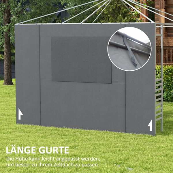 Sivuseinät Gazebo 2.95X2.95M Mesh Ikkuna Polyesteri Tummanharmaa 300X200Cm