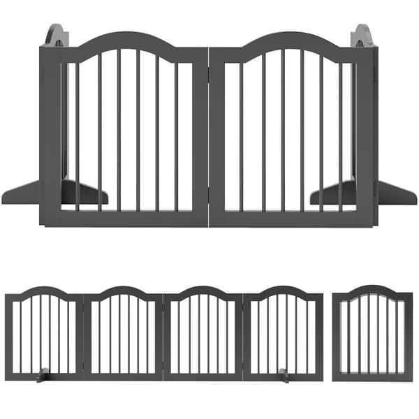 Fritstående hundegitter, foldbart, 4 paneler, 208x29,5x61 cm, sort