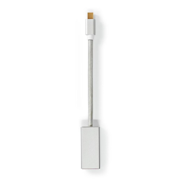 Mini Displayport-kabel | DisplayPort 1.2 | Mini DisplayPort Hane | DisplayPort Hona | 21.6 Gbps | Guldplaterad | 0.20 m | Rund | Flätad | Silver | Kar