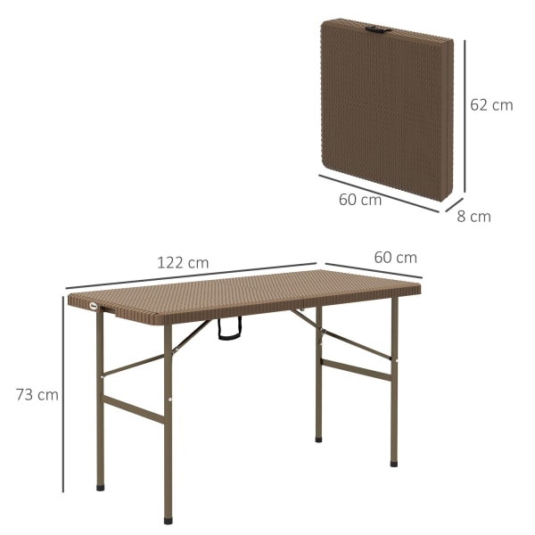 Camping Table Kokoontaittuva Rottinki Look 4 Hengen Puutarhapöytä Parveke Terassi Hdpe Ruskea