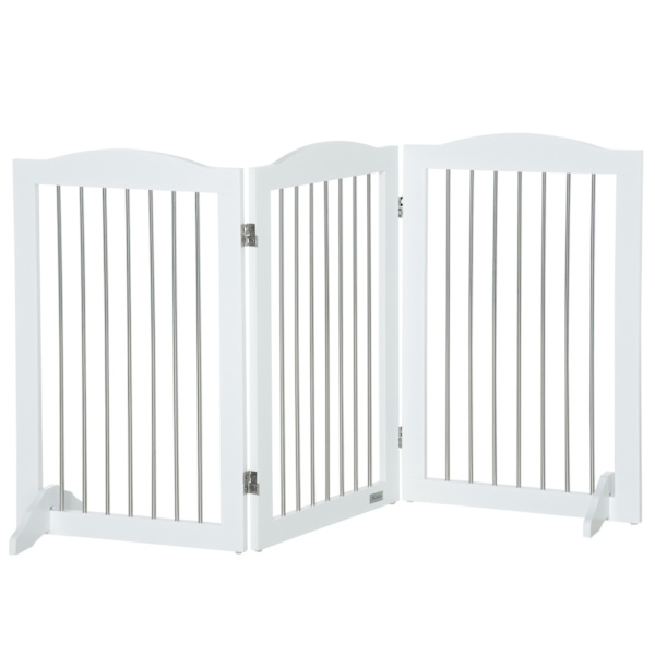 Hundspärrdörr Säkerhetsport Vikbar Hundgrindstativ 3 Paneler Trappport Vit 154X30X80Cm