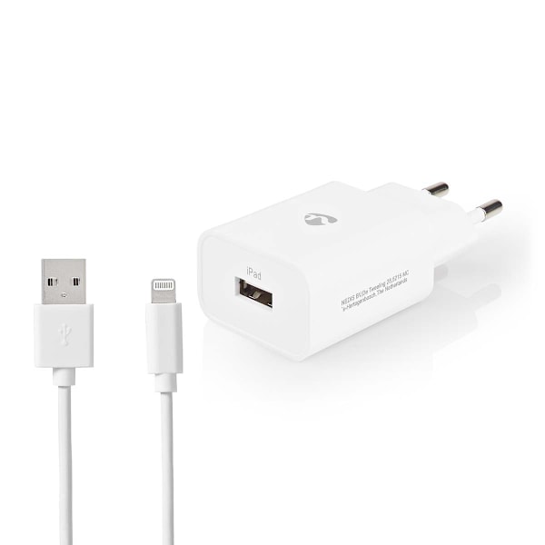 Seinälaturi | 12 W | Pikalataus-toiminto | 1x 2.4 A A | Lähtöliitäntöjen määrä: 1 | USB-A | Lightning 8-Pin (irrallinen) Kaapeli | 1.00 m | Single Vol