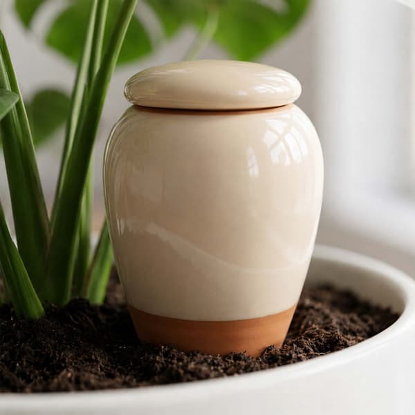 Leravattenkoner med lock, 350 ml, set om 2 - Beige