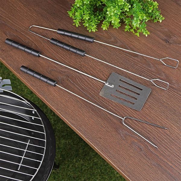 Grillset: Metallverktyg med plasthandtag, 3 delar