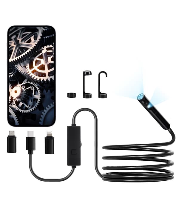 Endoskopkamera med dubbla linser 1920P, 3m, IP67, LED