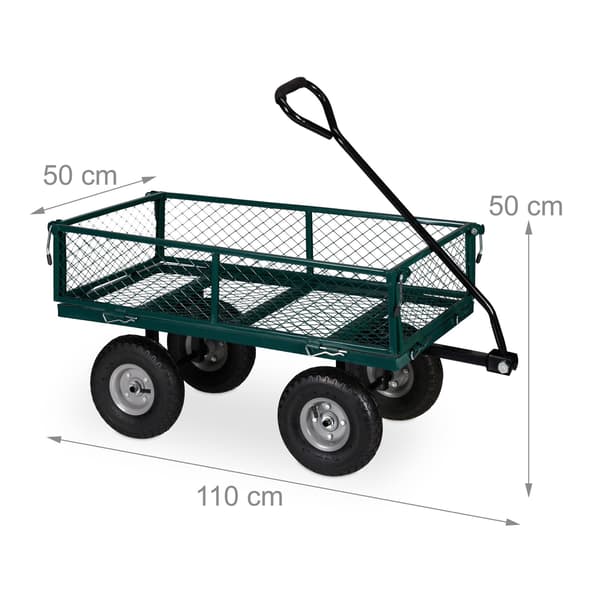 Grøn Heavy-Duty vogn med foldbare sider