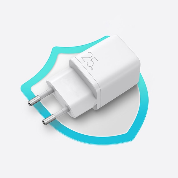 Liten snabbladdare nätaggregat USB-C PD 5-12V 25W - vit