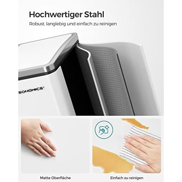 3-fack Soft-Close Pedal återvinningskärl, vit, 54L