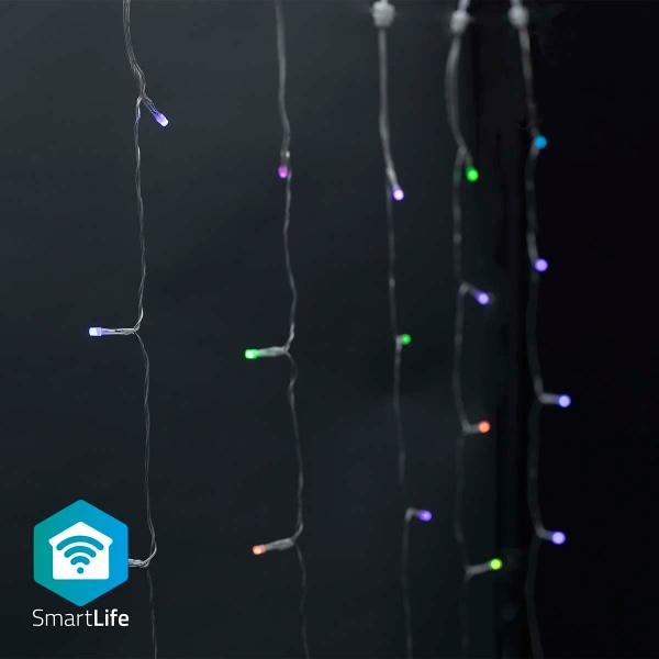 SmartLife jluelys | Gardin | Wi-Fi | RGB | 180 LED's | 3 m | Android™ / IOS Hvid