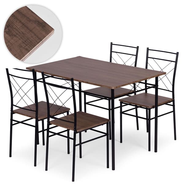Matbordsset med 4 stolar, MDF och stål