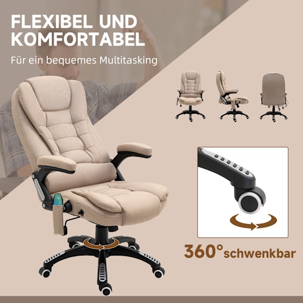 Työtuoli tärinähieronnalla, ergonominen työtuoli lämmityksellä, kallistustoiminto, korkeussäädettävä johtajien tuoli kaukosäätimellä, sivutasku, pella