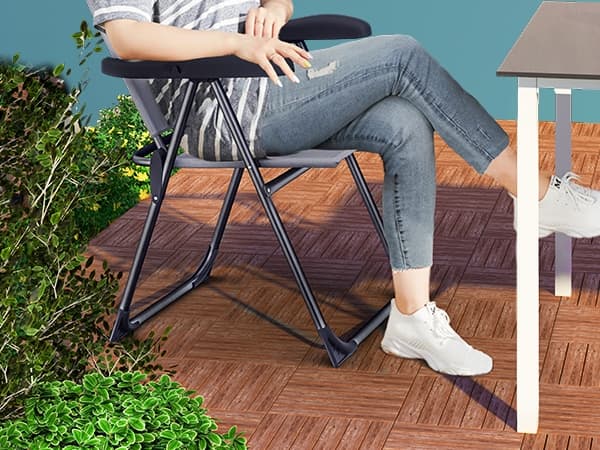 Havestolsæt med 4, grå, foldbar aluminium