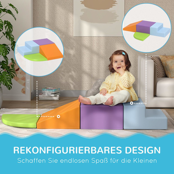 Mjuka byggklossar Set med 4 byggklossar av skum Jättebyggklossar Byggleksaker för barn 1-3 år gamla, konstläder & EPE