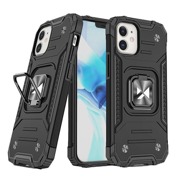 Armored case för iPhone 14 Plus, Ring Armor magnetisk hållare, svart