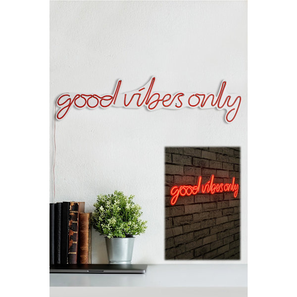 Dekorativ plast LED-belysning Good Vibes Only - Röd