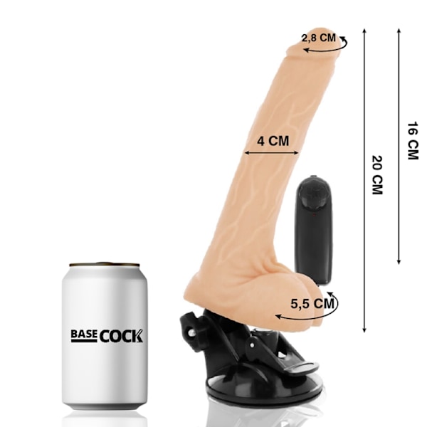 Basecock - Realistisk naturlig fjernbetjeningsvibrator med testikler 20 Cm -O- 4 Cm