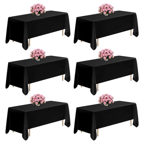 Svarta polyesterdukar, 6-pack, 180 x 300 cm, maskintvättbara