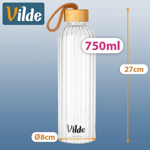 Glasvattenflaska 750ml med bambulock