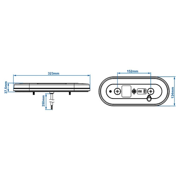 Takavalo 6 toimintoa 323x134mm 54LED vasen
