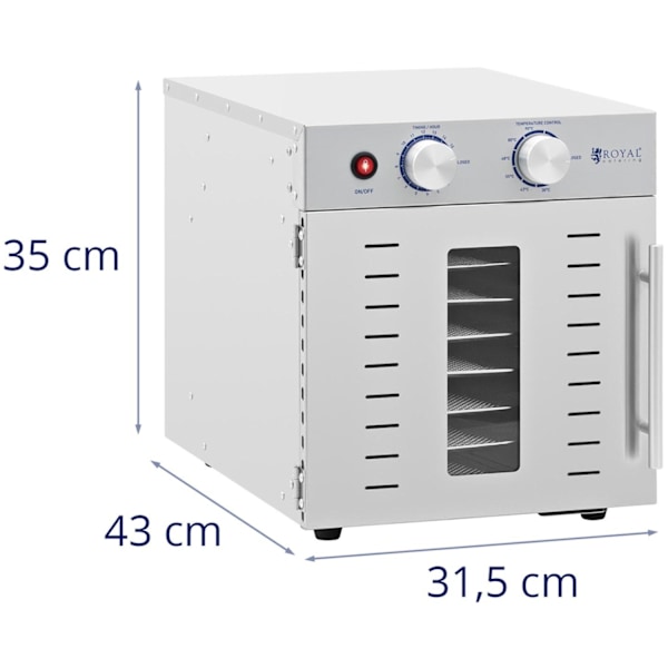 Ammattimainen ruuankuivausrumpu 8 telinettä 29x29cm 22L 800W