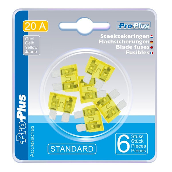 Bladsikringer standard 20A gul 6 stk i blister