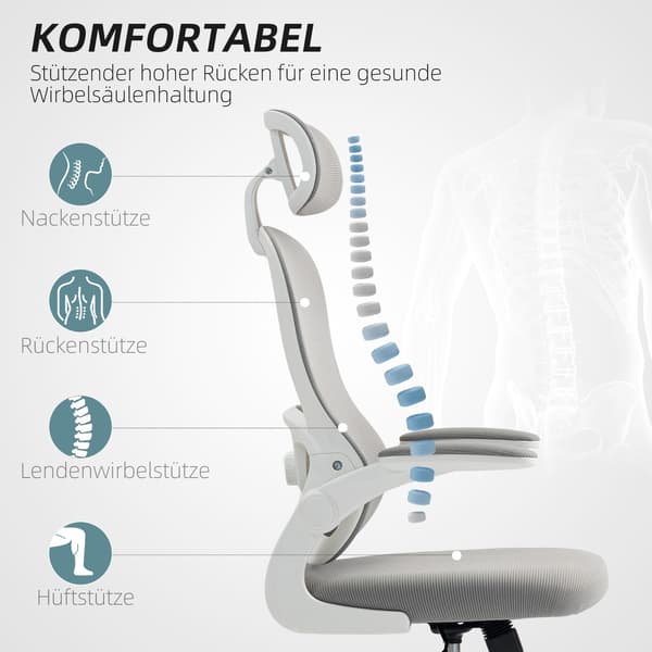 Ergonomisk kontorstol, netryg, justerbar, grå