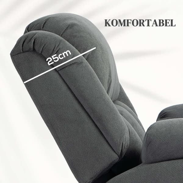 Elektrisk fåtölj med massage och värme, grå sammet