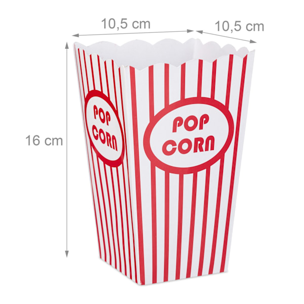 Popcornpåsar, 72 st, röd/vit