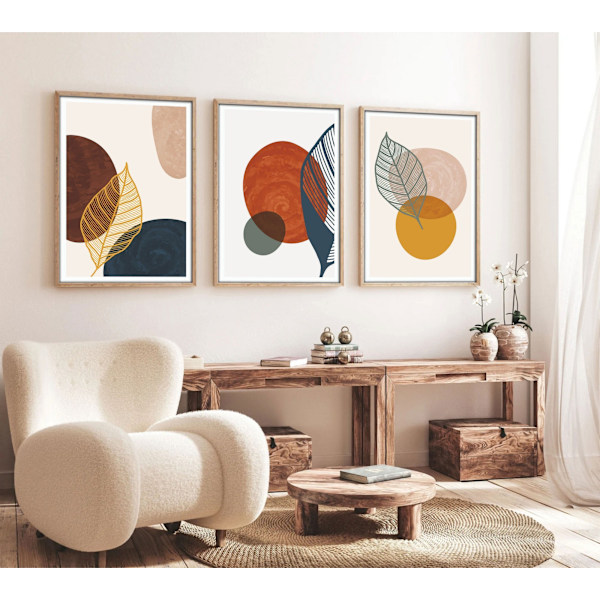 Dekorativ inramad MDF-målning (3 delar) Huhu209 - 50 x 70