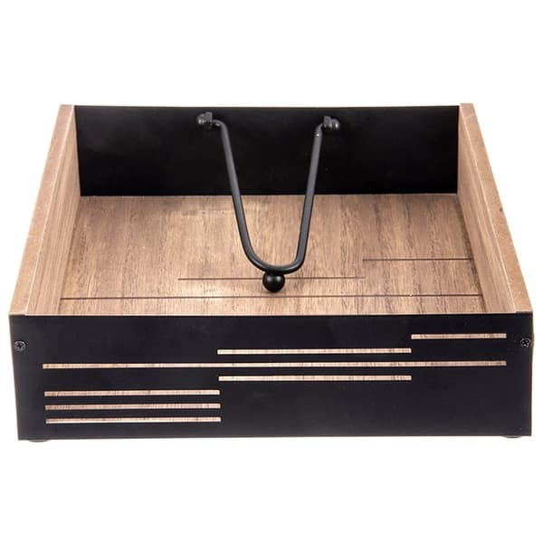 Sort metalservietholder med klemme, 18x18x5 cm