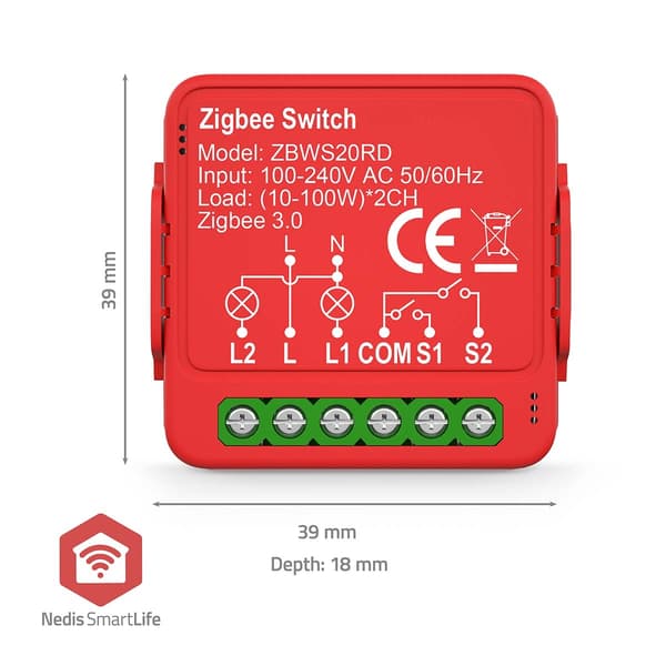 SmartLife Power Switch | Zigbee 3.0 | 2x100 W | Terminalforbindelse | App tilgængelig til: Android™ / IOS